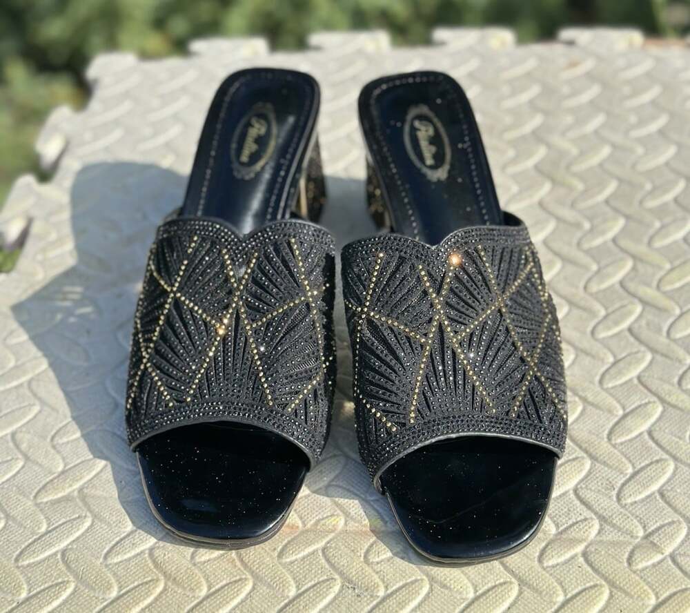 Atalina Women’s Shoe Black With Stones Shyny Evening Women’s U.S. Size 9-9.5